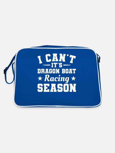 Ich kann nicht, es ist Drachenboot-Rennsaison-Paddel - Retro Tasche - Blau/Weiß - Hinten