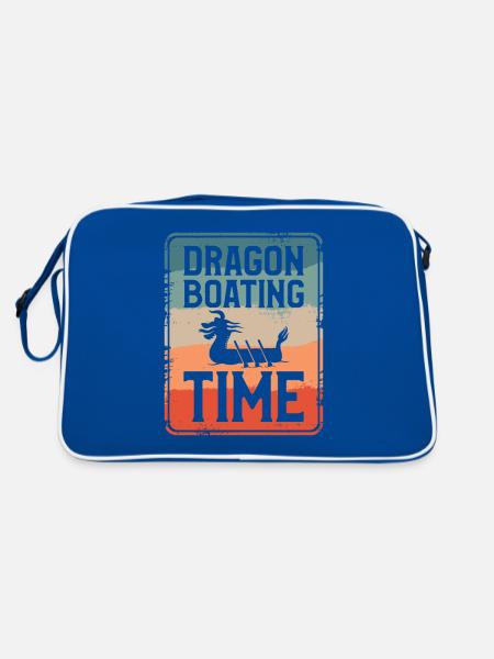 Drachenbootfahren Zeit Boot Paddeln Rudern - Retro Tasche - Blau/Weiß - Hinten