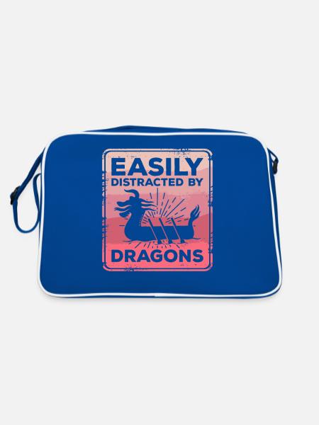 Leicht abgelenkt von Drachen Drachenboot-Paddel - Retro Tasche - Blau/Weiß - Hinten