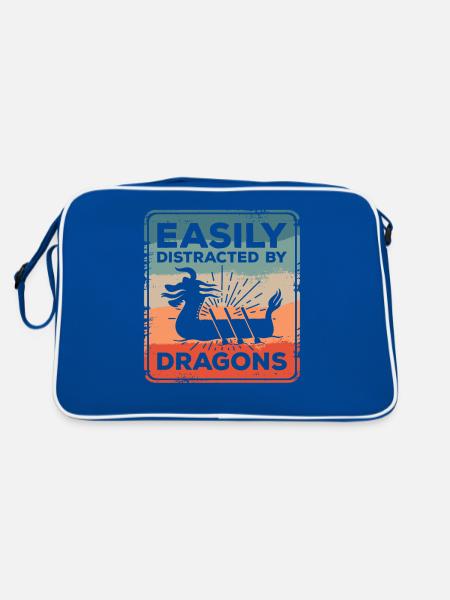 Leicht abgelenkt von Drachen Drachenboot-Paddel - Retro Tasche - Blau/Weiß - Hinten