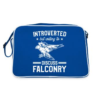 Introverted But Willing To Discuss Falconry - Retro Bag - blue/white - Back