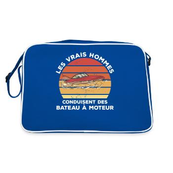Les Vrais Hommes Conduisent Des Bateau À Moteur - Sac Retro - bleu/blanc - Dos