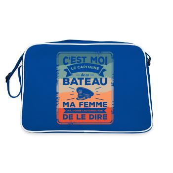 C'est Moi Le Capitaine De Ce Bateau Ma Femme M'a - Sac Retro - bleu/blanc - Dos