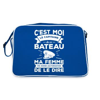 C'est Moi Le Capitaine De Ce Bateau Ma Femme M'a - Sac Retro - bleu/blanc - Dos