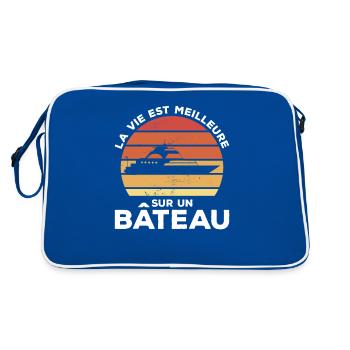 La Vie Est Meilleure Sur Un Bâteau Capitaine Voile - Sac Retro - bleu/blanc - Dos