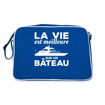 La Vie Est Meilleure Sur Un Bâteau Capitaine Voile - Sac Retro - bleu/blanc - Dos