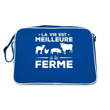 La Vie Est Meilleure À La Ferme Agriculteur - Sac Retro - bleu/blanc - Dos