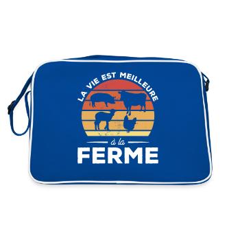 La Vie Est Meilleure À La Ferme Agriculteur - Sac Retro - bleu/blanc - Dos