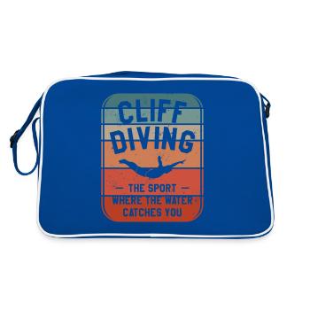 Klippenspringen: Der Sport, bei dem das Wasser dich auffängt - Retro Tasche - Blau/Weiß - Hinten