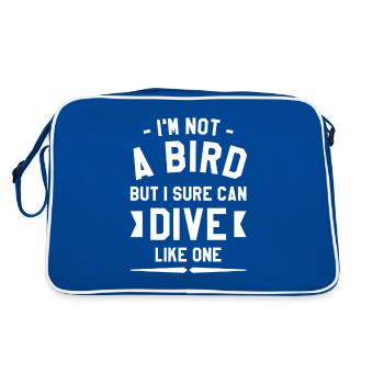 Ich bin kein Vogel, aber ich kann sicher wie eine Klippe tauchen - Retro Tasche - Blau/Weiß - Hinten