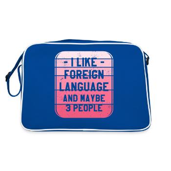 J’aime la langue étrangère et peut-être 3 personnes - Sac Retro - bleu/blanc - Dos