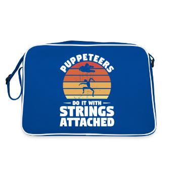 Puppenspieler machen es mit an Schnüren befestigtem Puppenspiel - Retro Tasche - Blau/Weiß - Hinten