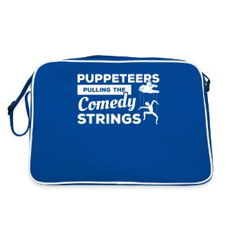 Puppenspieler ziehen die Fäden der Komödie Puppenspiel - Retro Tasche - Blau/Weiß - Hinten