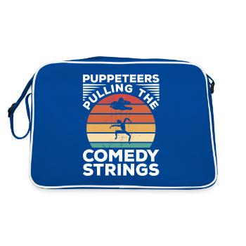 Puppenspieler ziehen die Fäden der Komödie Puppenspiel - Retro Tasche - Blau/Weiß - Hinten