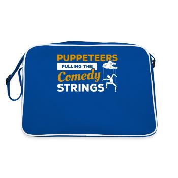 Puppenspieler ziehen die Fäden der Komödie Puppenspiel - Retro Tasche - Blau/Weiß - Hinten