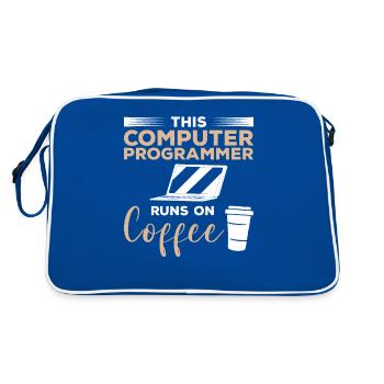 This Computer Programmer Runs On Coffee - Retro Bag - blue/white - Back