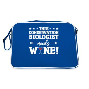 This Conservation Biologist Needs Wine Biology - Retro Bag - blue/white - Back