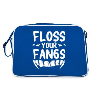 Floss Your Fangs Dentist Halloween - Retro Bag - blue/white - Back