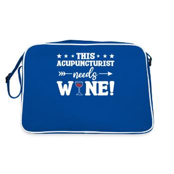Dieser Akupunkteur braucht Weinakupunktur - Retro Tasche - Blau/Weiß - Hinten