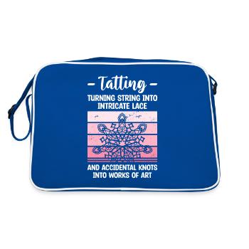 Tatting Turning String Into Intricate Lace And - Retro Bag - blue/white - Back