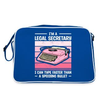 Je suis un secrétaire juridique Je peux taper plus vite qu’un - Sac Retro - bleu/blanc - Dos