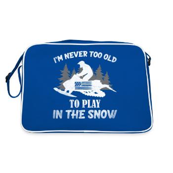 Snowmobile Winter Sports Funny Snowmobiling Men - Retro Bag - blue/white - Back