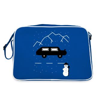 Motorist, Highway, Winter, Solitude, Snow, Car - Retro Bag - blue/white - Back
