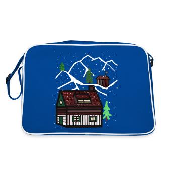 Winter Christmas Tyrol Alps Alm Snow Xmas Nature - Retro Bag - blue/white - Back