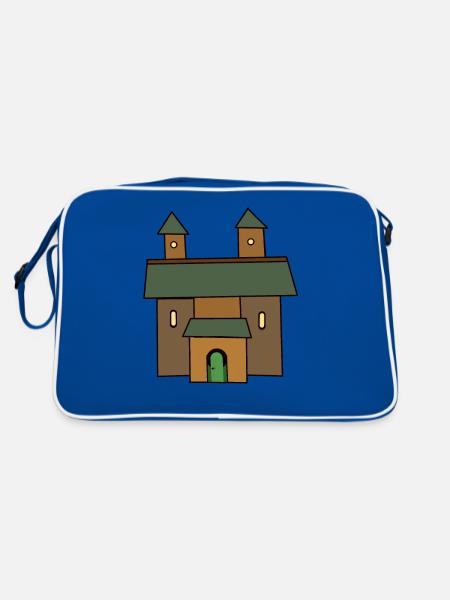 Château, Moyen Âge, Chevaliers, Château, Conte de fées, Forteresse - Sac Retro - bleu/blanc - Dos