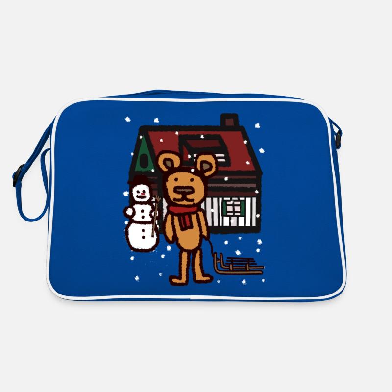 Teddy Schneefall Weihnachtsgeschenk Schlitten Kind Retro Tasche