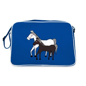 Horses, Horse, Pony, Horse Fool, Children, Pony Farm, Riding - Retro Bag - blue/white - Back
