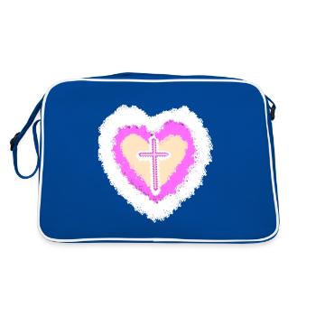 coeur religion jésus croix croix dieu christ - Sac Retro - bleu/blanc - Dos