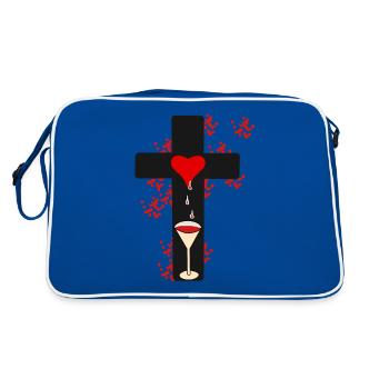 Ritual Okkult Kreuz Dark Halloween Satan Voodoo - Retro Tasche - Blau/Weiß - Hinten