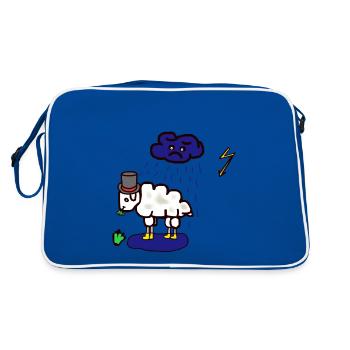 Bad weather: sheep, rain cloud, rain, mutton - Retro Bag - blue/white - Back