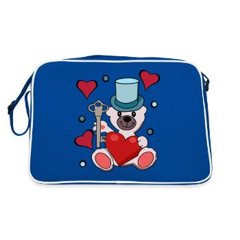 Saint-Valentin Saint-Valentin ours en peluche amour clé - Sac Retro - bleu/blanc - Dos