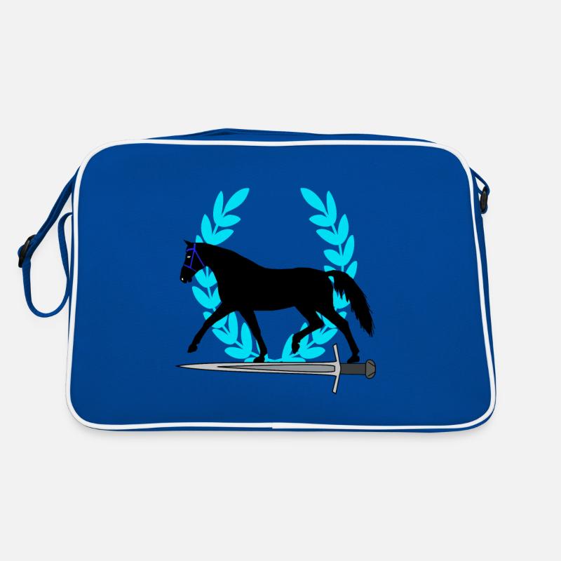 Pferd Schwert Lorbeerkranz Geschenkidee Held Retro Tasche