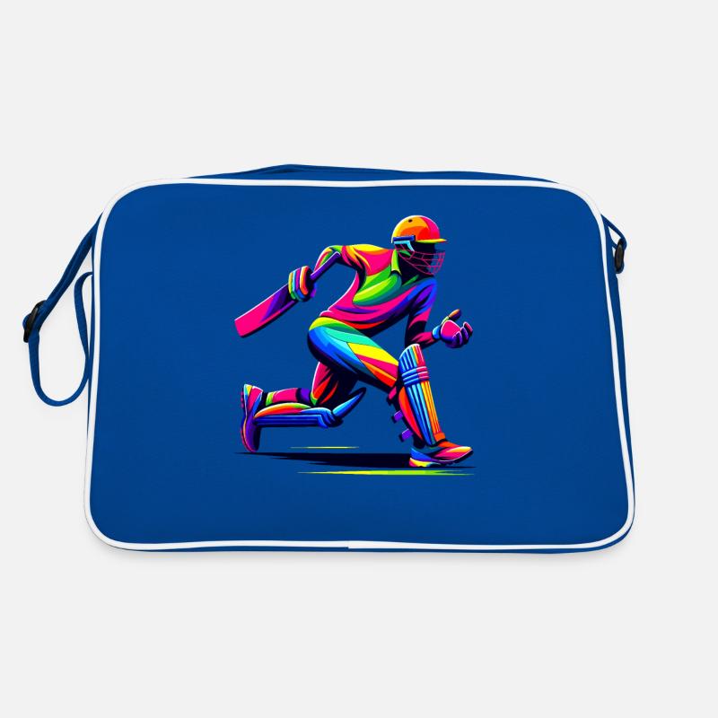 Farbenfroher Pop-Art-Cricket-Batsman-Cricket-Bowler Retro Tasche