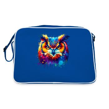 Colorful Splash Art Owl Bird Owlet Owls Lover - Retro Bag - blue/white - Back