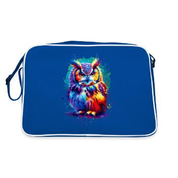Colorful Splash Art Owl Bird Owlet Owls Lover - Retro Bag - blue/white - Back