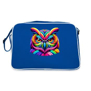 Colorful Pop Art Owl Bird Owlet Owls Lover - Retro Bag - blue/white - Back
