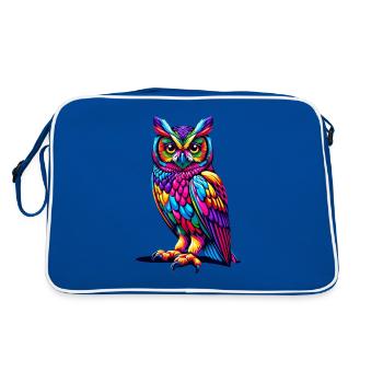 Colorful Pop Art Owl Bird Owlet Owls Lover - Retro Bag - blue/white - Back