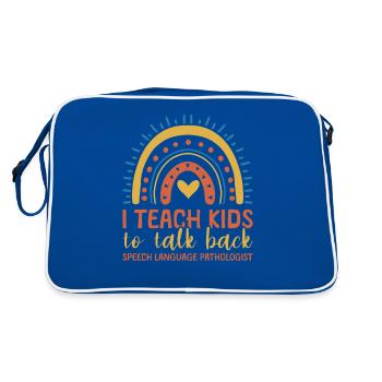 Ich bringe Kindern bei, die Sprache zu erwidern - Retro Tasche - Blau/Weiß - Hinten