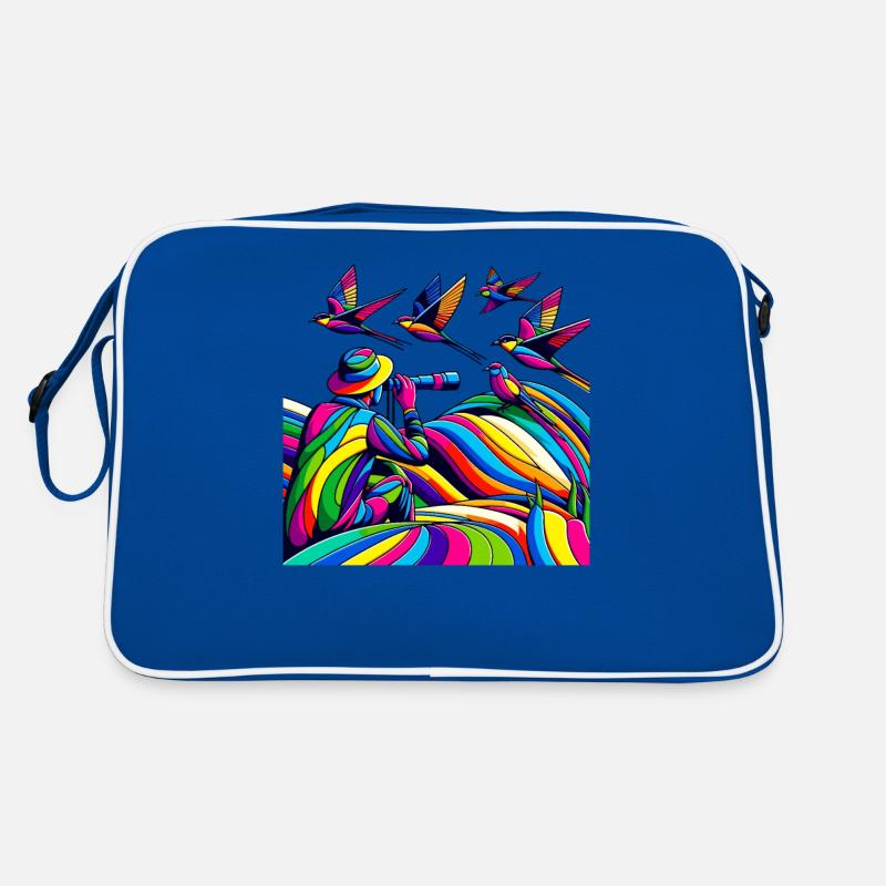 Farbenfroher Pop-Art-Vogelbeobachter-Vogelliebhaber Retro Tasche