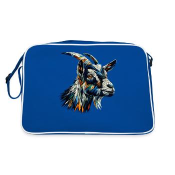Polygon Art Ziegen Bauernhoftier Ziegenliebhaber - Retro Tasche - Blau/Weiß - Hinten
