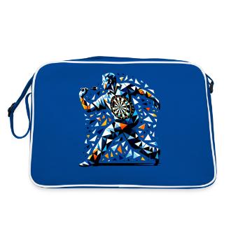 Polygon Art Dart Player Throwing Darts Players - Retro Bag - blue/white - Back