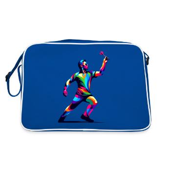 Joueur de fléchettes Pop Art coloré lançant des fléchettes - Sac Retro - bleu/blanc - Dos