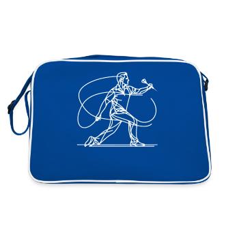 Line Art Dart Player Throwing Darts Players - Retro Bag - blue/white - Back