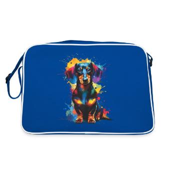 Splash Art coloré teckel Wiener chien - Sac Retro - bleu/blanc - Dos