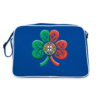 Kleeblatt Portugal Flagge St. Patrick St. Patricks - Retro Tasche - Blau/Weiß - Hinten