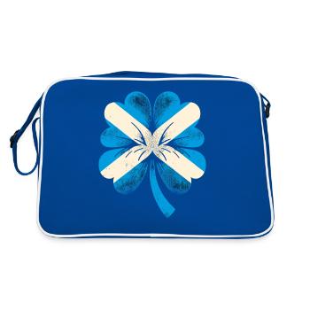 Kleeblatt Schottland Flagge St. Patrick St. Patricks - Retro Tasche - Blau/Weiß - Hinten